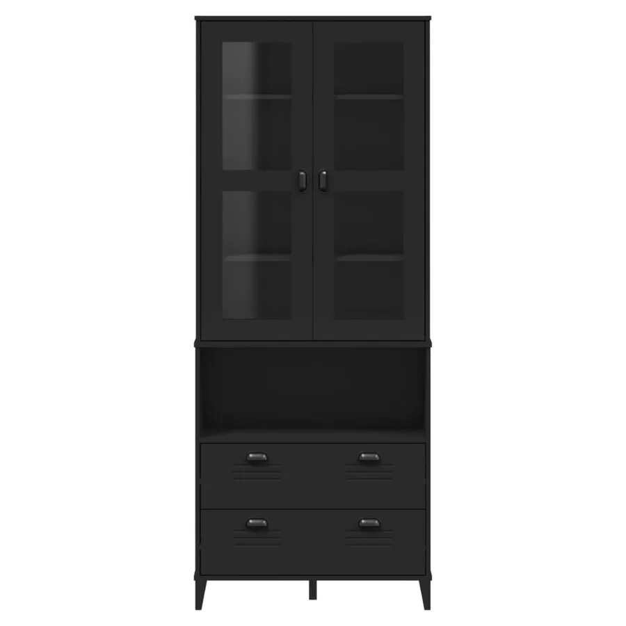 Buffet VIKEN noir 80x40x200 cm bois massif de pin - 4