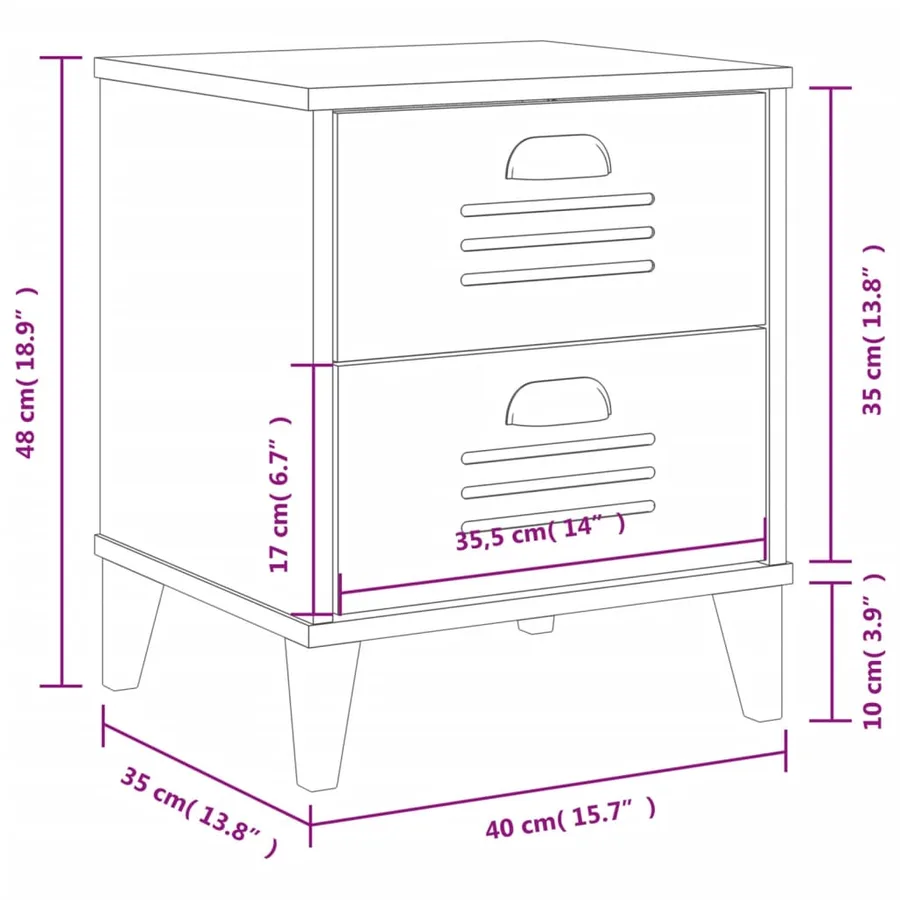Table de chevet VIKEN gris anthracite bois d'ingénierie - 10