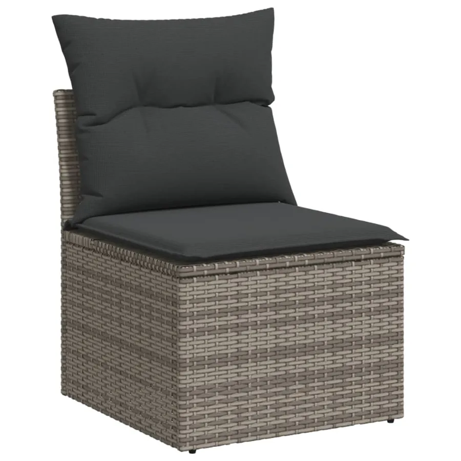 Salon de jardin 8 pcs avec coussins gris résine tressée - 5