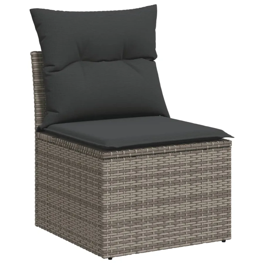 Salon de jardin avec coussins 7 pcs gris résine tressée - 5