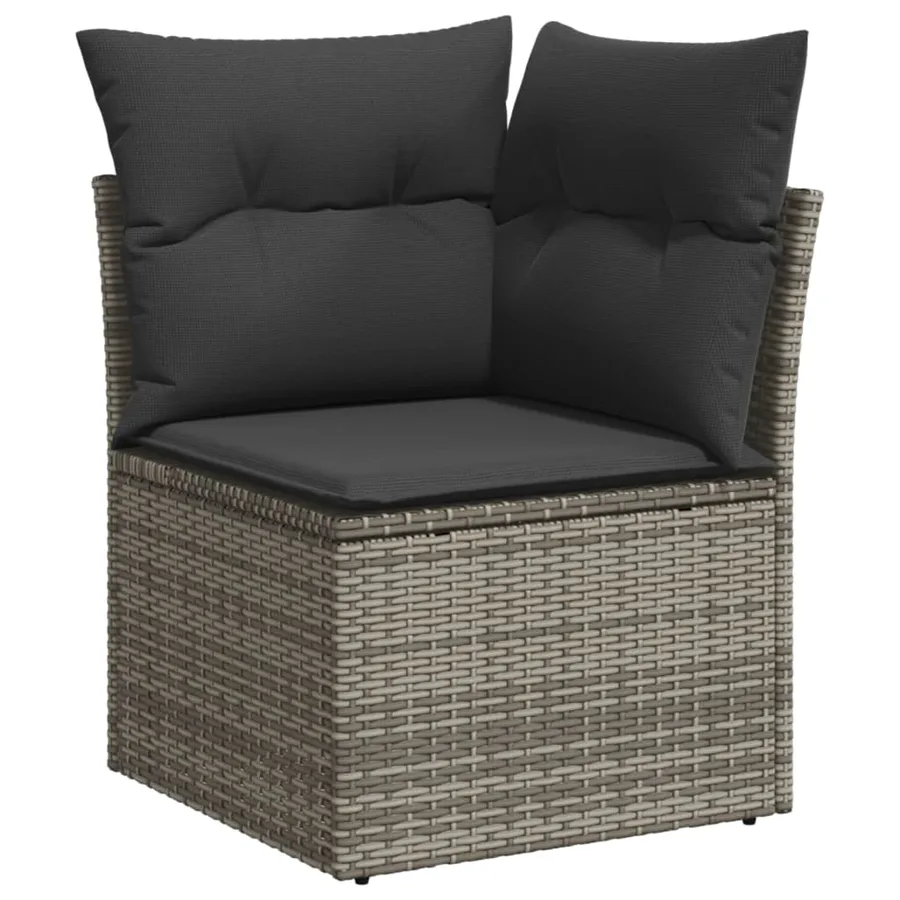 Salon de jardin 11 pcs avec coussins gris résine tressée - 4