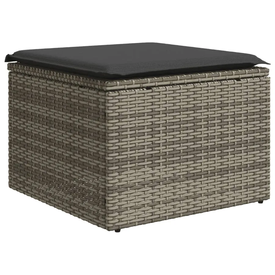 Salon de jardin 11 pcs avec coussins gris résine tressée - 5