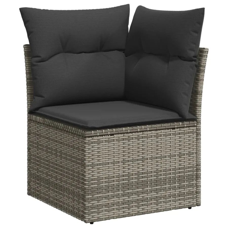 Salon de jardin avec coussins 7 pcs gris résine tressée - 6