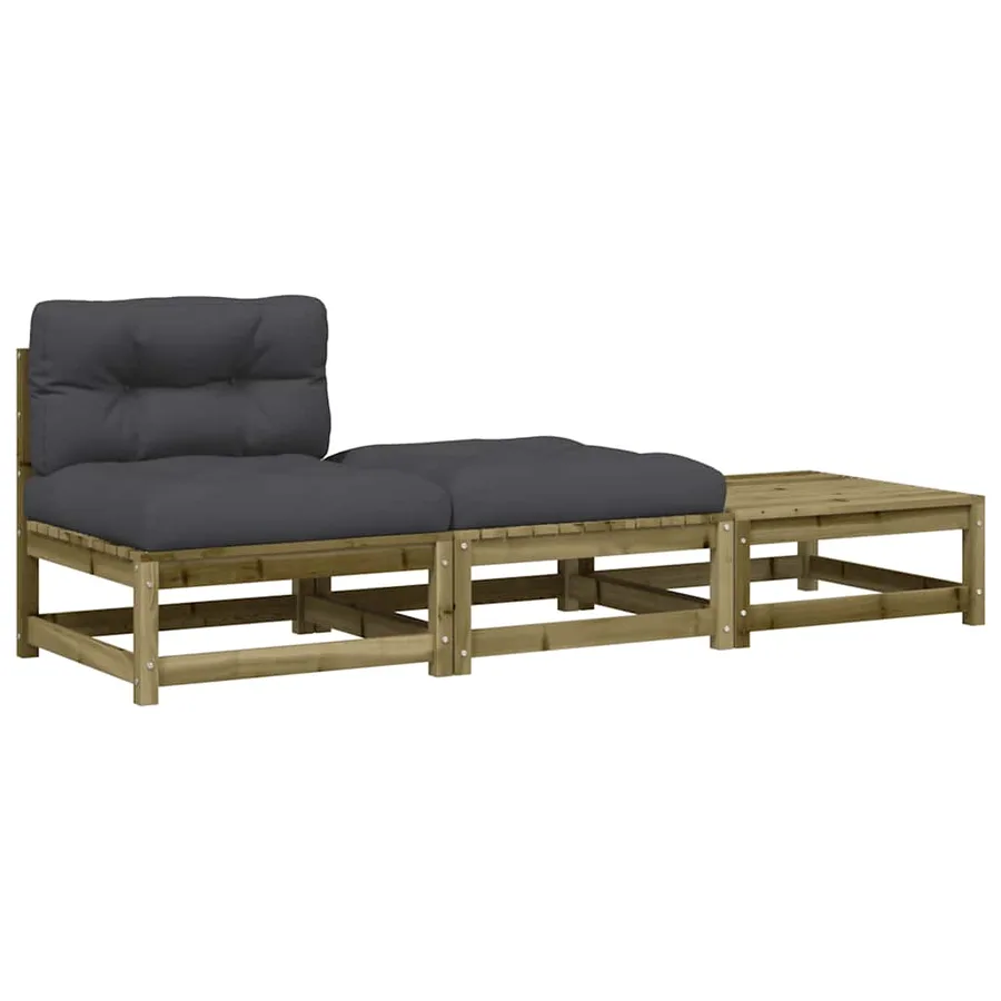 Canapé de jardin sans accoudoirs avec coussins et repose-pieds - 2