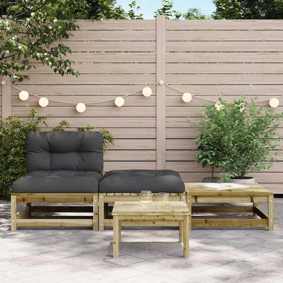 Canapé de jardin sans accoudoirs avec coussins et repose-pieds - 3
