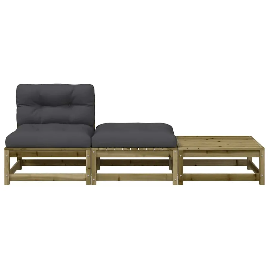 Canapé de jardin sans accoudoirs avec coussins et repose-pieds - 5
