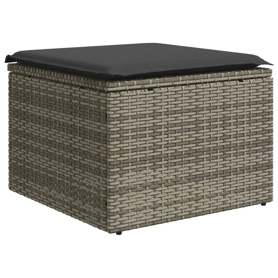 Salon de jardin 9 pcs avec coussins gris résine tressée - 6