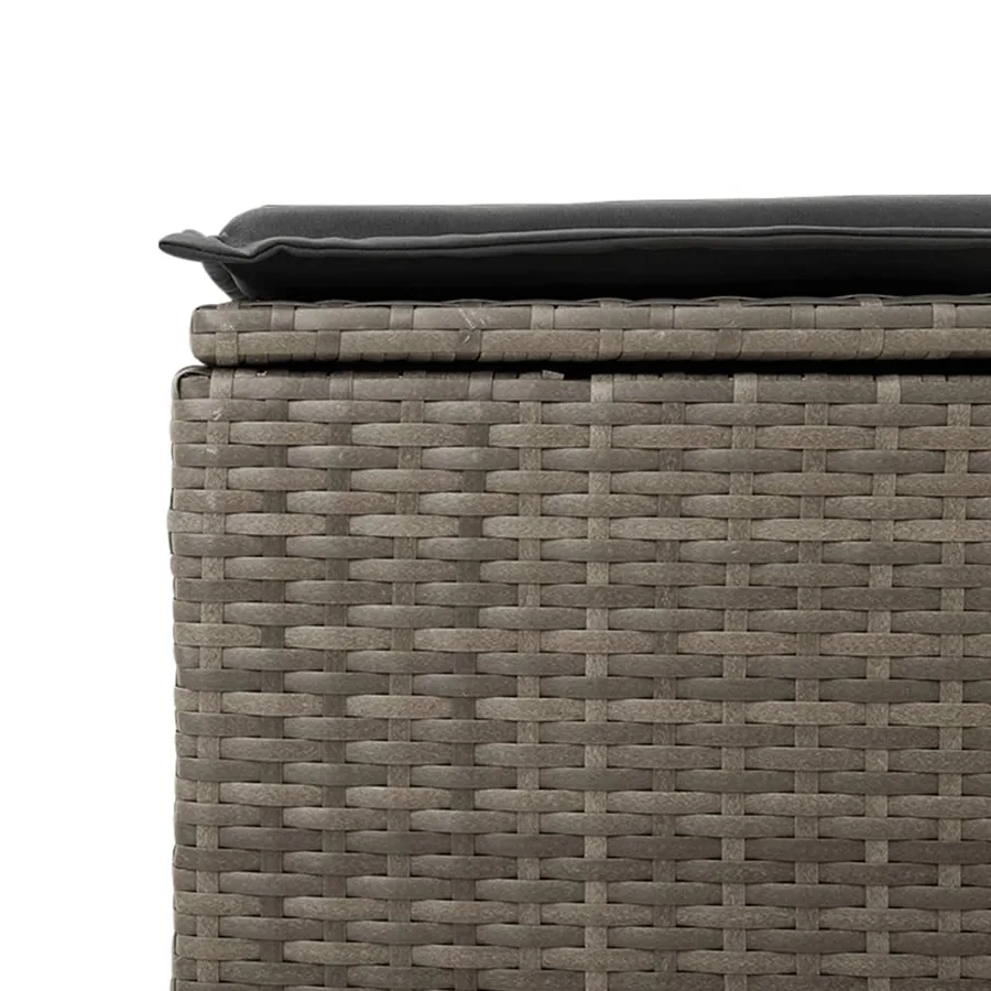 Tabouret de jardin avec coussin gris 55x55x37 cm résine tressée - 5