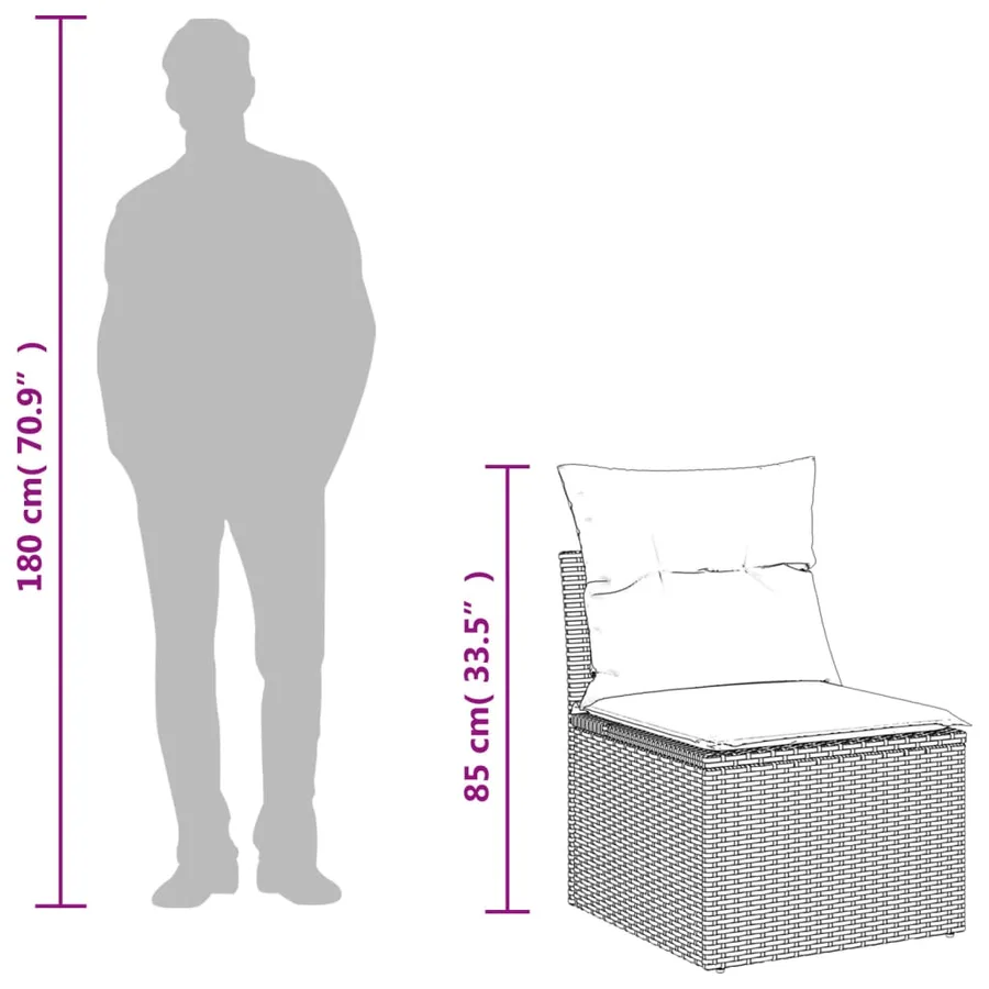 Salon de jardin avec coussins 7 pcs gris résine tressée - 10