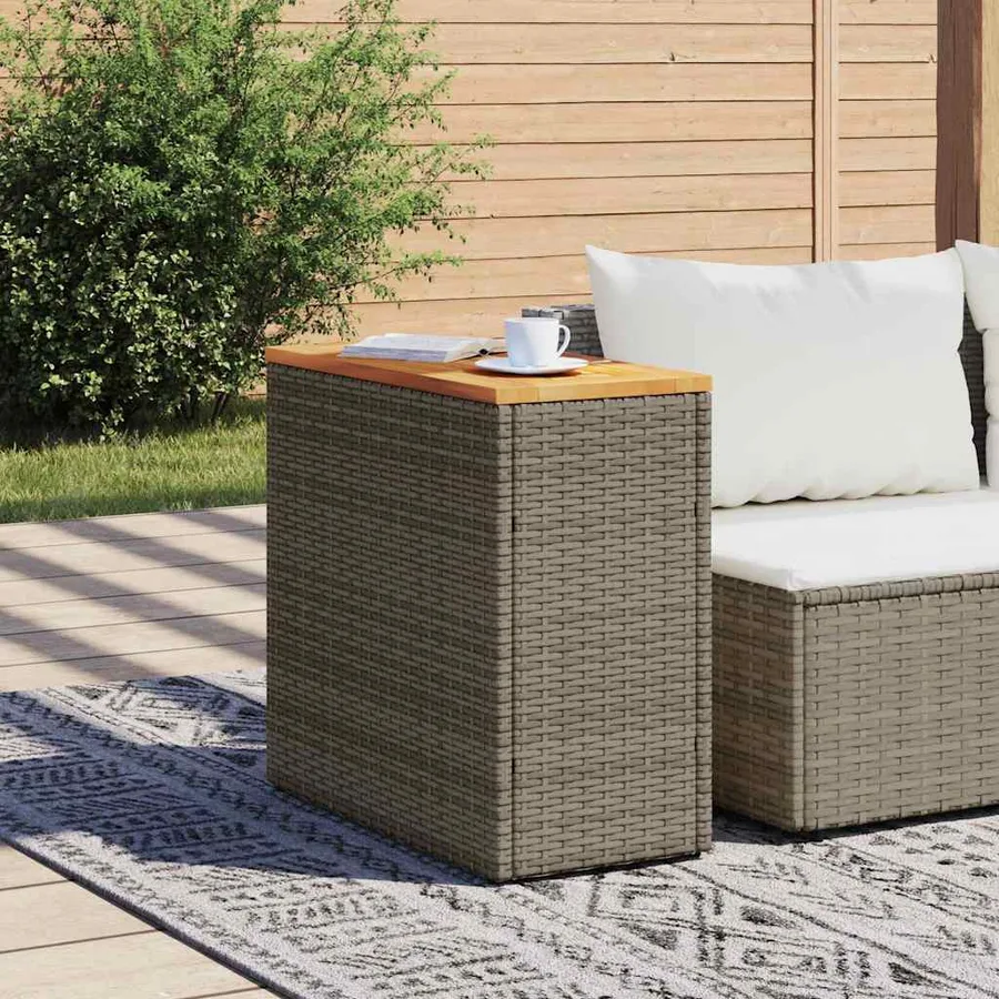 Table d'appoint de jardin dessus en bois gris 58x27,5x55 cm - 3