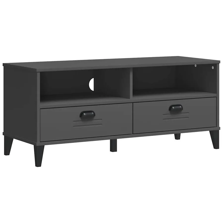 Meuble TV VIKEN gris anthracite bois de pin solide - 2