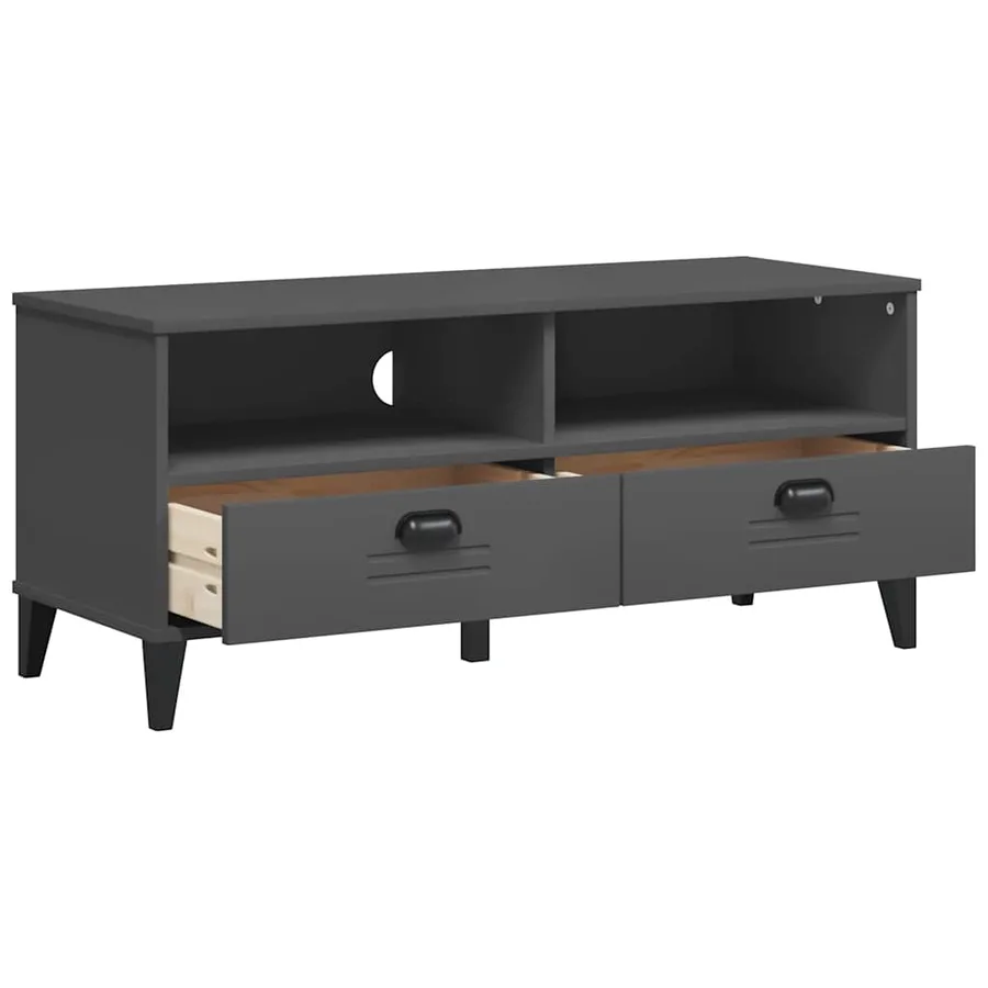 Meuble TV VIKEN gris anthracite bois de pin solide - 5