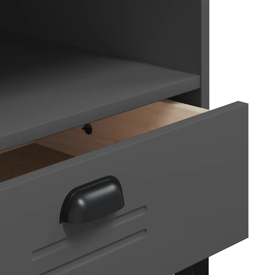 Meuble TV VIKEN gris anthracite bois de pin solide - 9