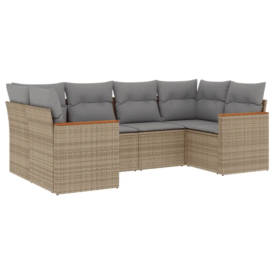 Salon de jardin avec coussins 6 pcs beige résine tressée - 2