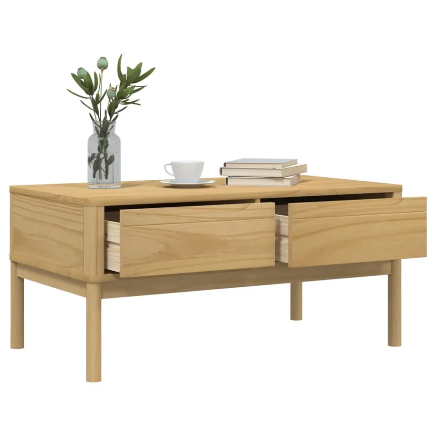Table basse FLORO cire marron 99x55,5x45 cm bois massif de pin - 4