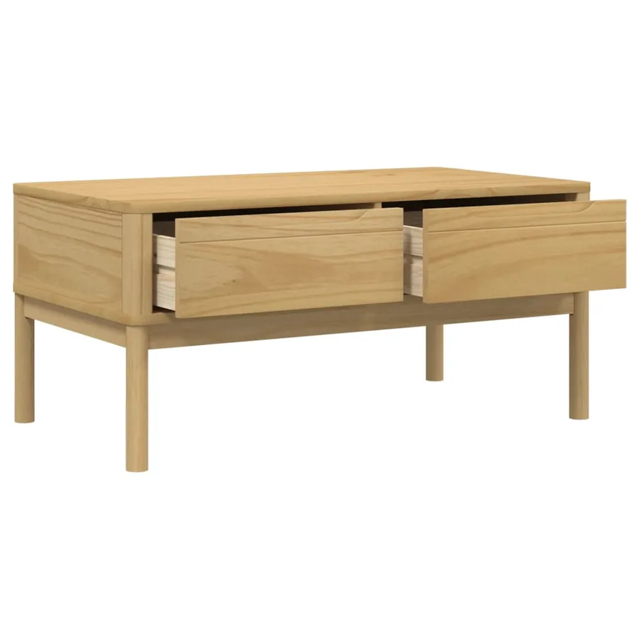 Table basse FLORO cire marron 99x55,5x45 cm bois massif de pin - 8