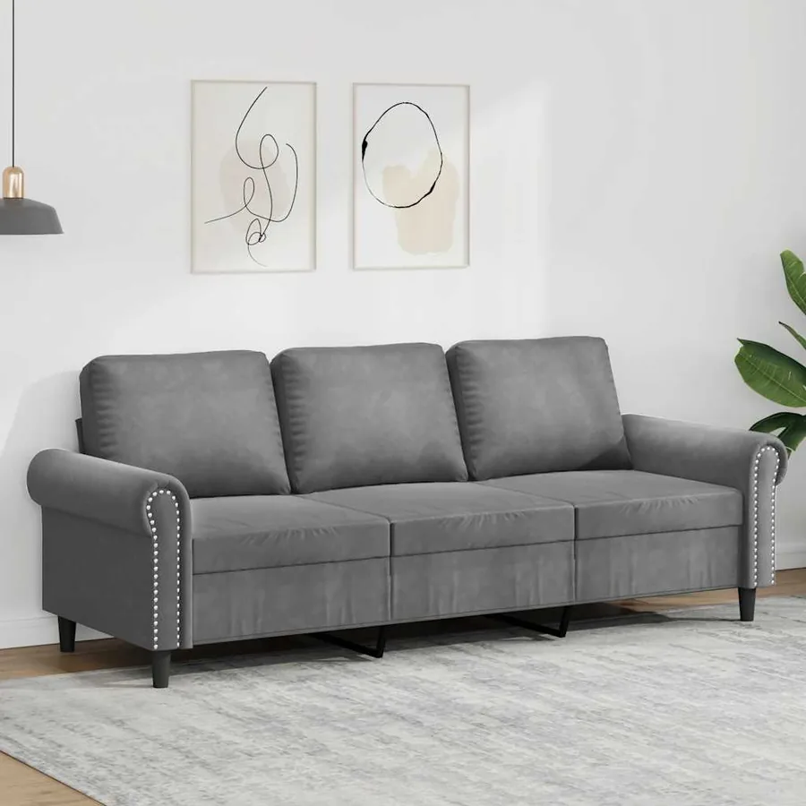 Canapé à 3 places Gris foncé 180 cm Velours