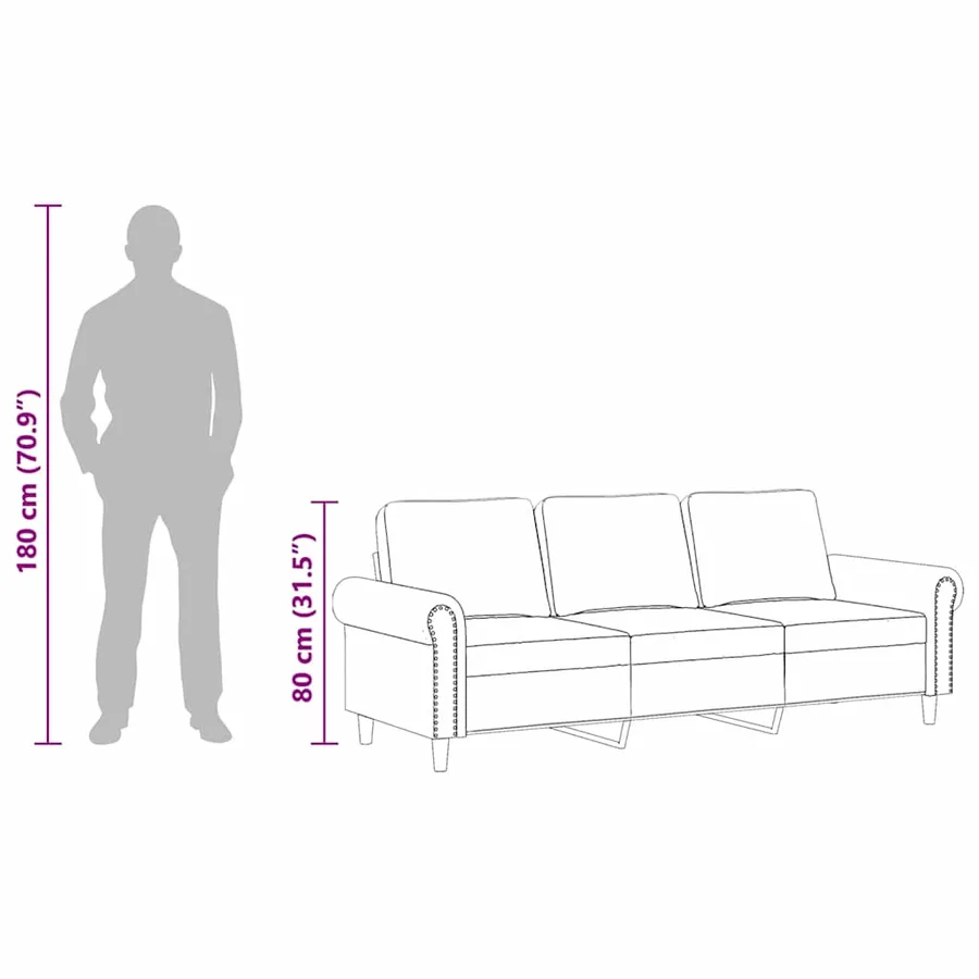 Canapé à 3 places Gris foncé 180 cm Velours - 10