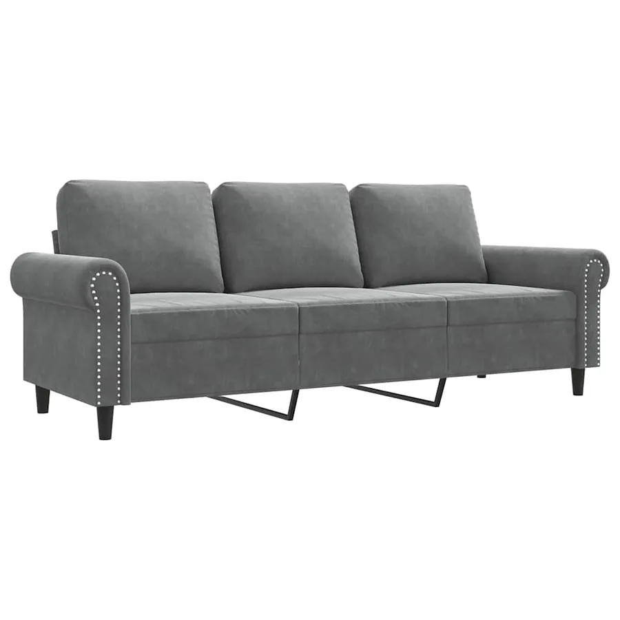 Canapé à 3 places Gris foncé 180 cm Velours - 2