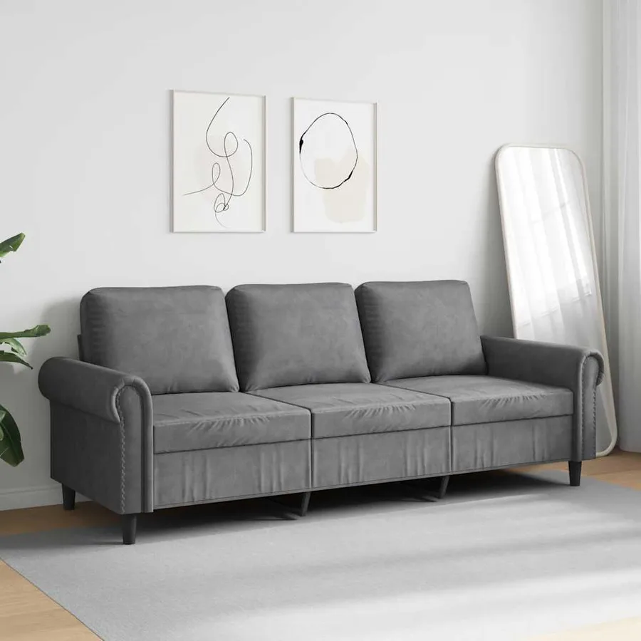 Canapé à 3 places Gris foncé 180 cm Velours - 3