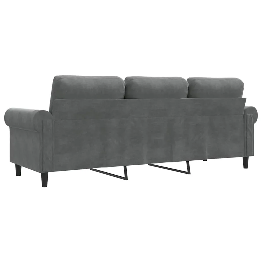 Canapé à 3 places Gris foncé 180 cm Velours - 6