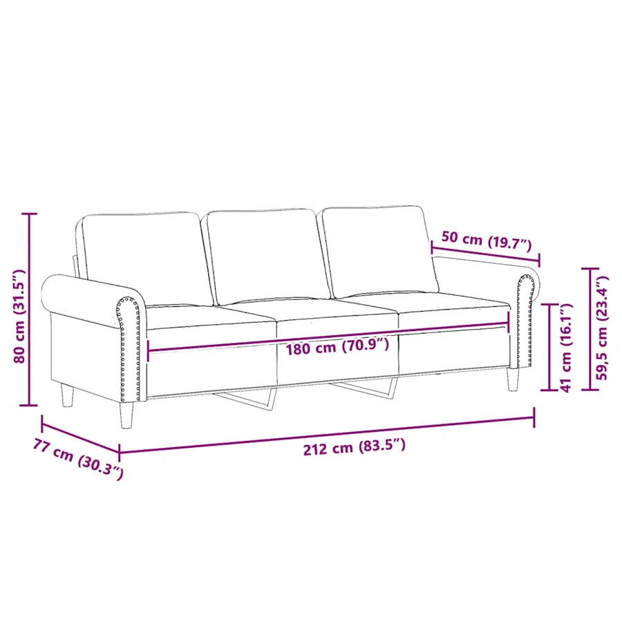 Canapé à 3 places Gris foncé 180 cm Velours - 9