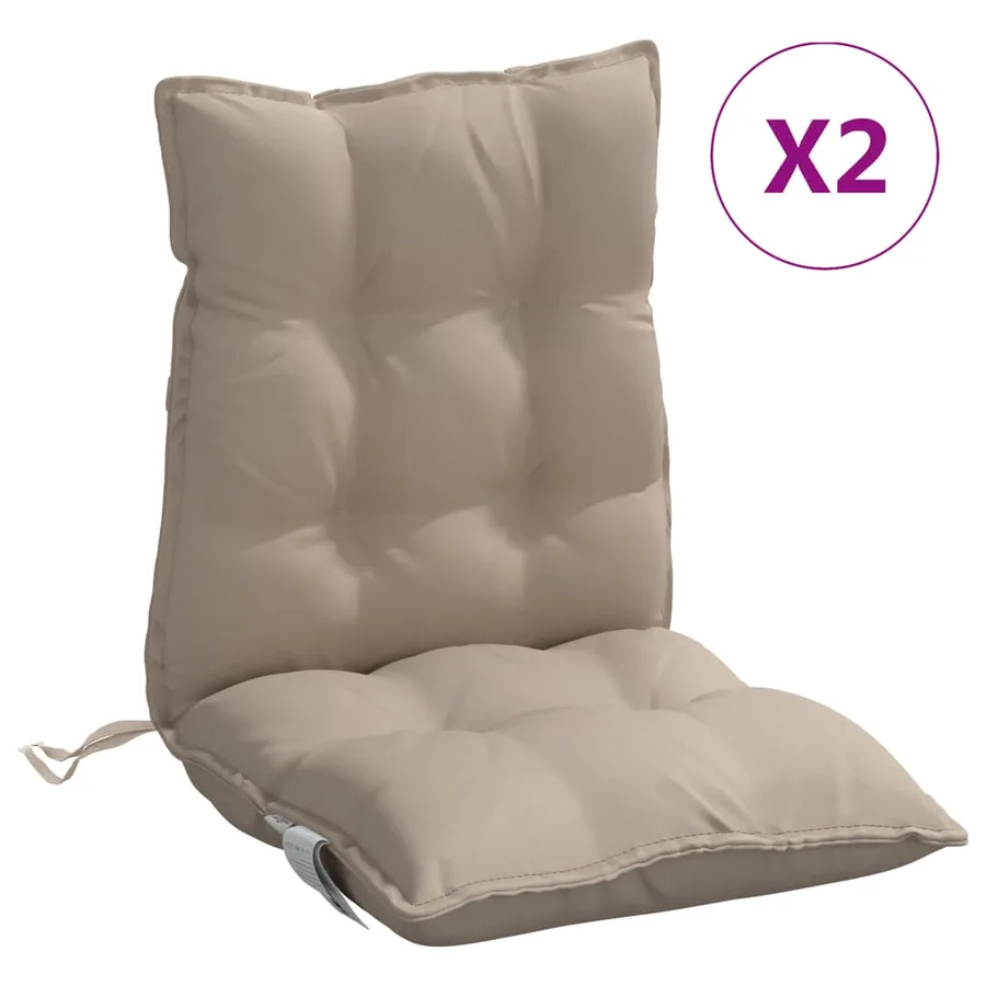 Coussins de chaise à dossier bas lot de 2 taupe tissu oxford - 2