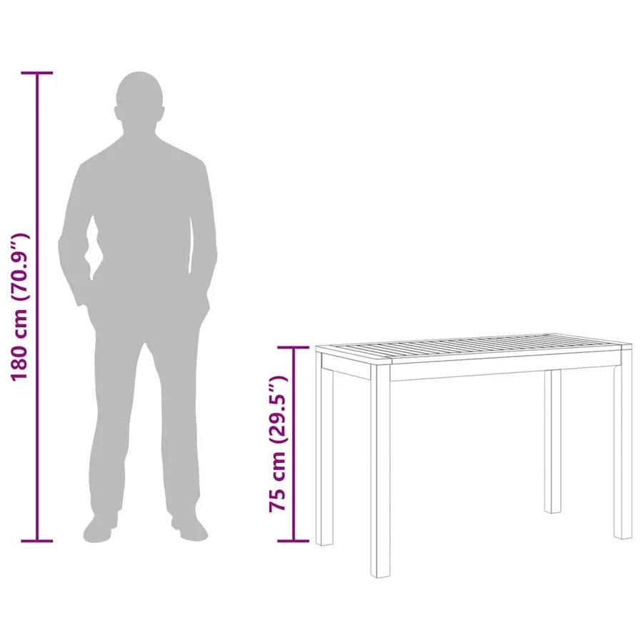 Table à manger de jardin 110x55x75 cm bois massif d'acacia - 12