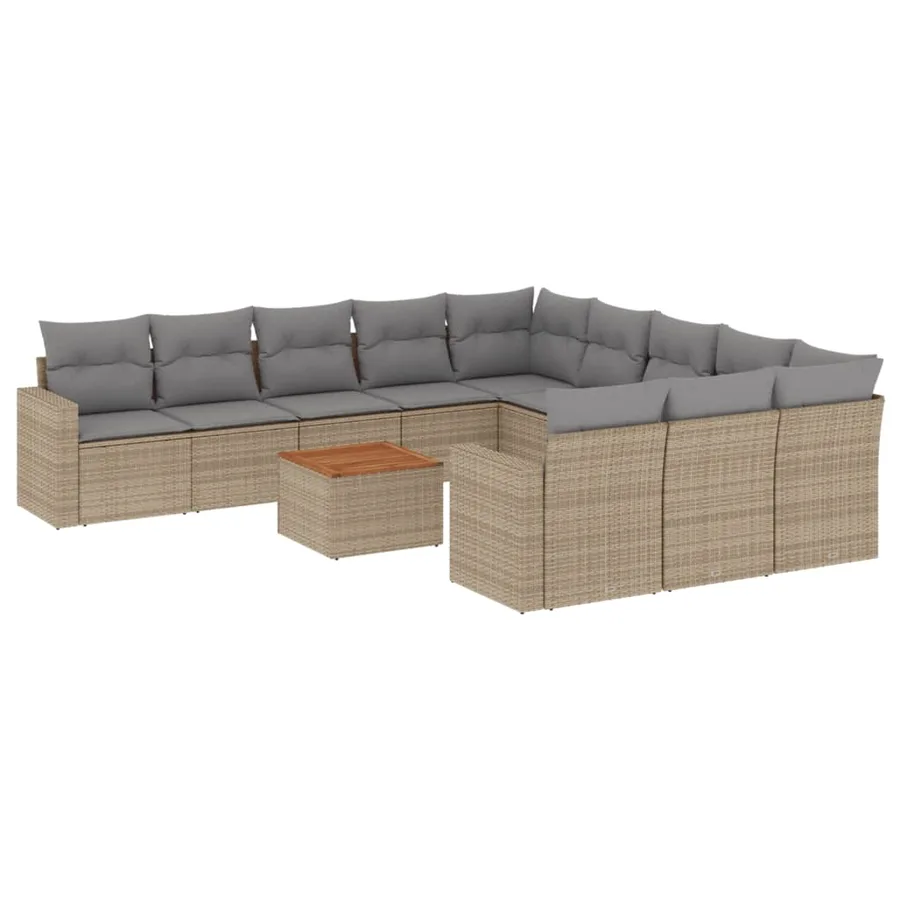 Salon de jardin et coussins 12 pcs mélange beige résine tressée - 2