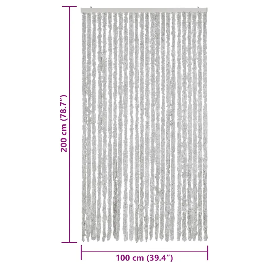 Rideau anti-mouches gris 100x200 cm chenille - 7