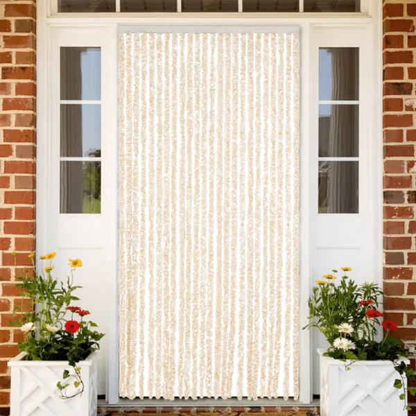 Rideau anti-mouches beige et blanc 100x220 cm chenille