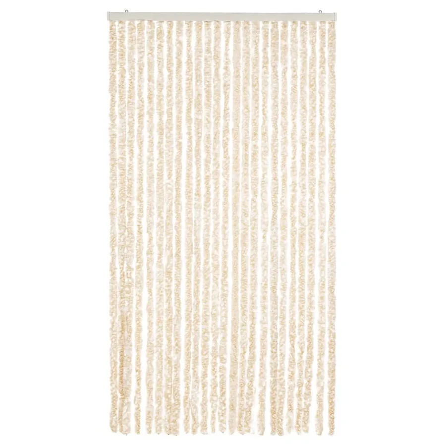 Rideau anti-mouches beige et blanc 100x220 cm chenille - 3