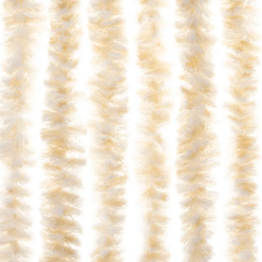 Rideau anti-mouches beige et blanc 100x220 cm chenille - 6