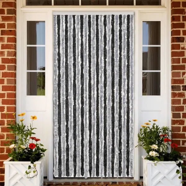 Rideau anti-mouches gris et noir 90x200 cm chenille