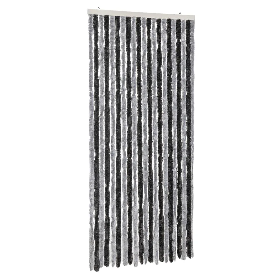 Rideau anti-mouches gris et noir 90x200 cm chenille - 2