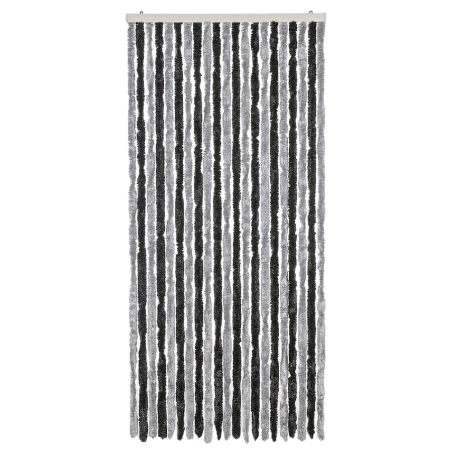 Rideau anti-mouches gris et noir 90x200 cm chenille - 3