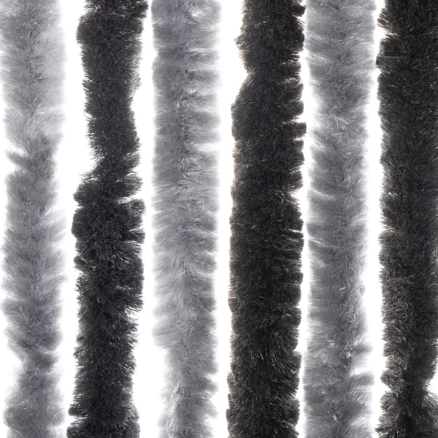 Rideau anti-mouches gris et noir 90x200 cm chenille - 6