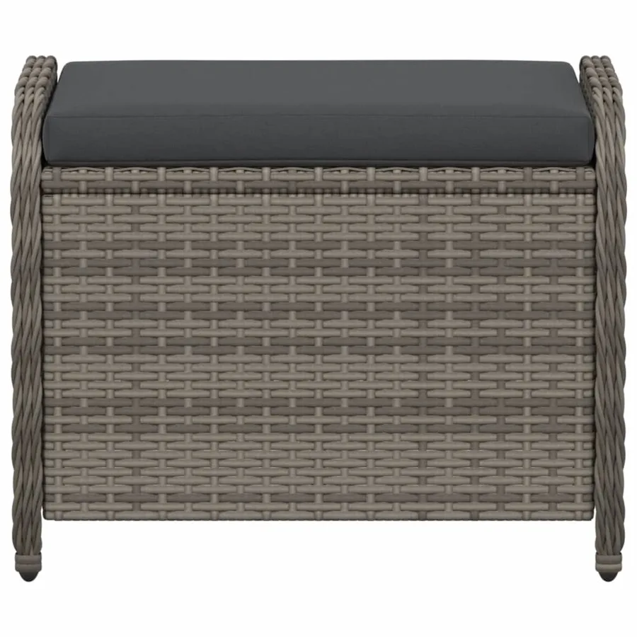 Tabouret de jardin avec coussin gris 58x46x46 cm résine tressée - 4