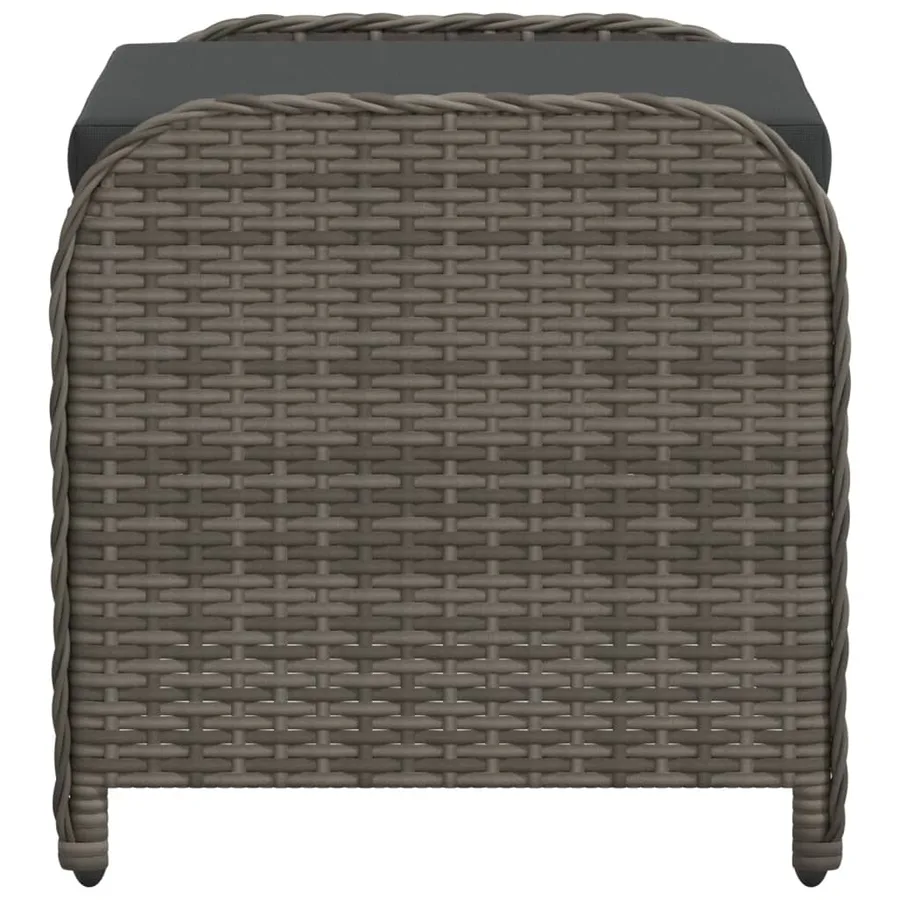 Tabouret de jardin avec coussin gris 58x46x46 cm résine tressée - 5