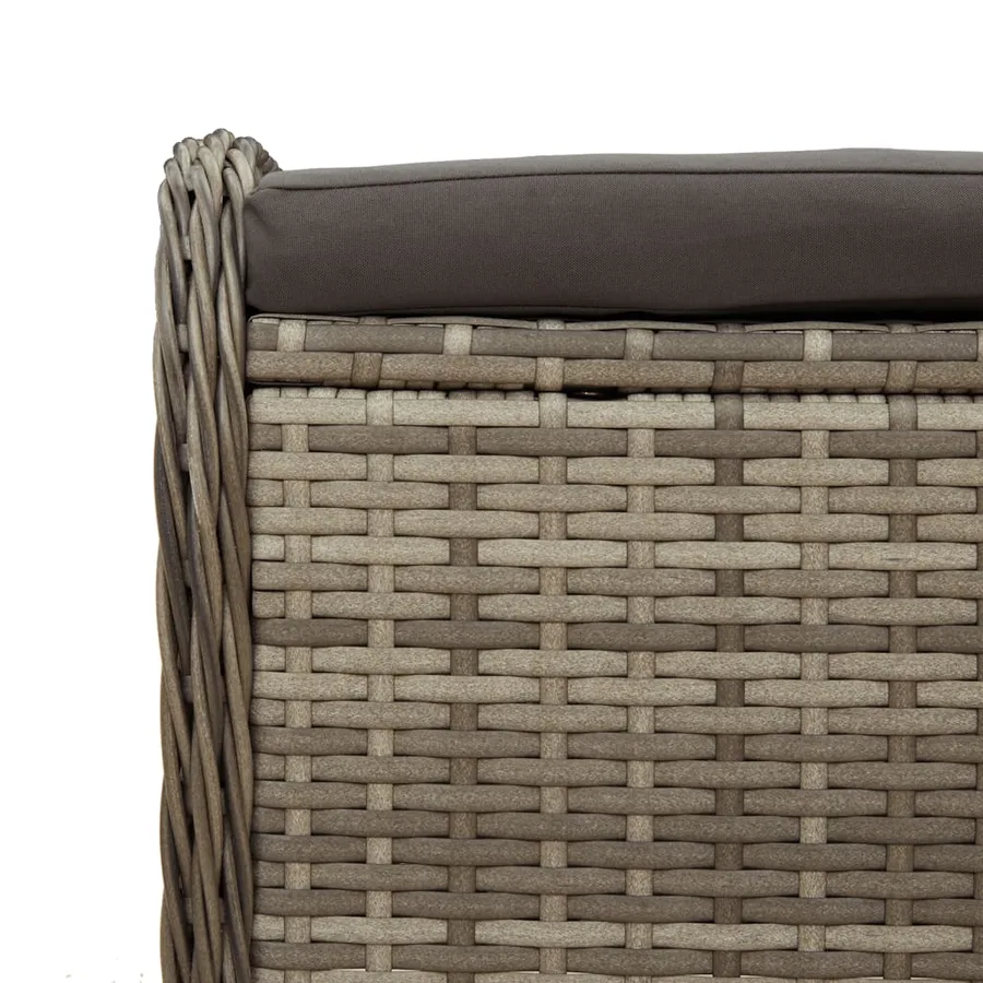 Tabouret de jardin avec coussin gris 58x46x46 cm résine tressée - 7