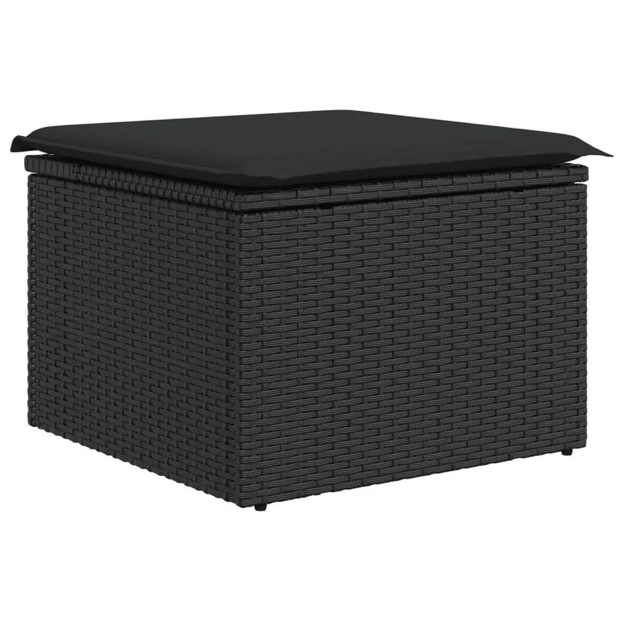 Salon de jardin 7 pcs avec coussins noir résine tressée 62 x 62 x 69 cm - 57,0 kg - 12