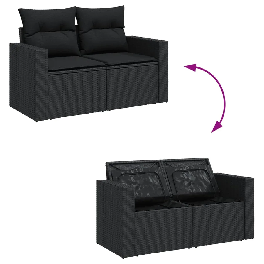 Salon de jardin 7 pcs avec coussins noir résine tressée 62 x 62 x 69 cm - 57,0 kg - 3