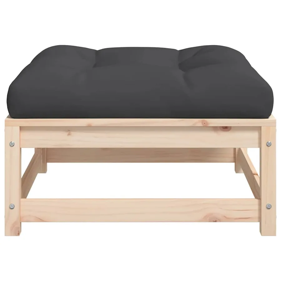 Repose-pieds de jardin avec coussins lot de 2 bois pin massif - 6
