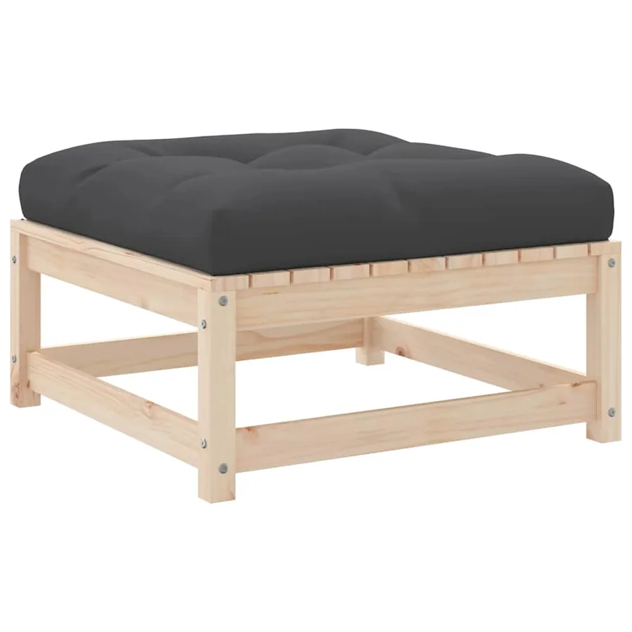 Repose-pieds de jardin avec coussins lot de 2 bois pin massif - 8