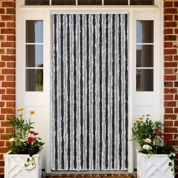 Rideau anti-mouches gris et noir 100x230 cm chenille