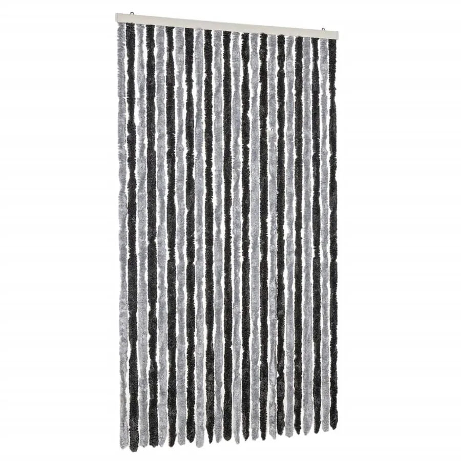 Rideau anti-mouches gris et noir 100x230 cm chenille - 2
