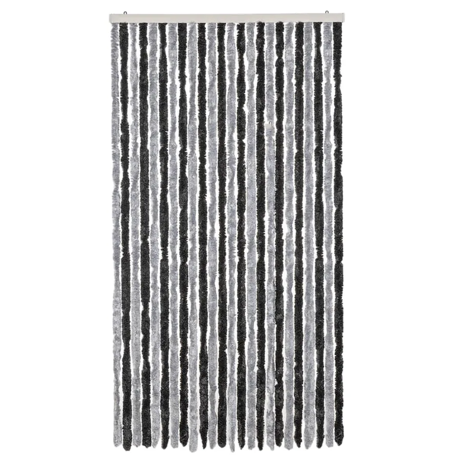 Rideau anti-mouches gris et noir 100x230 cm chenille - 3