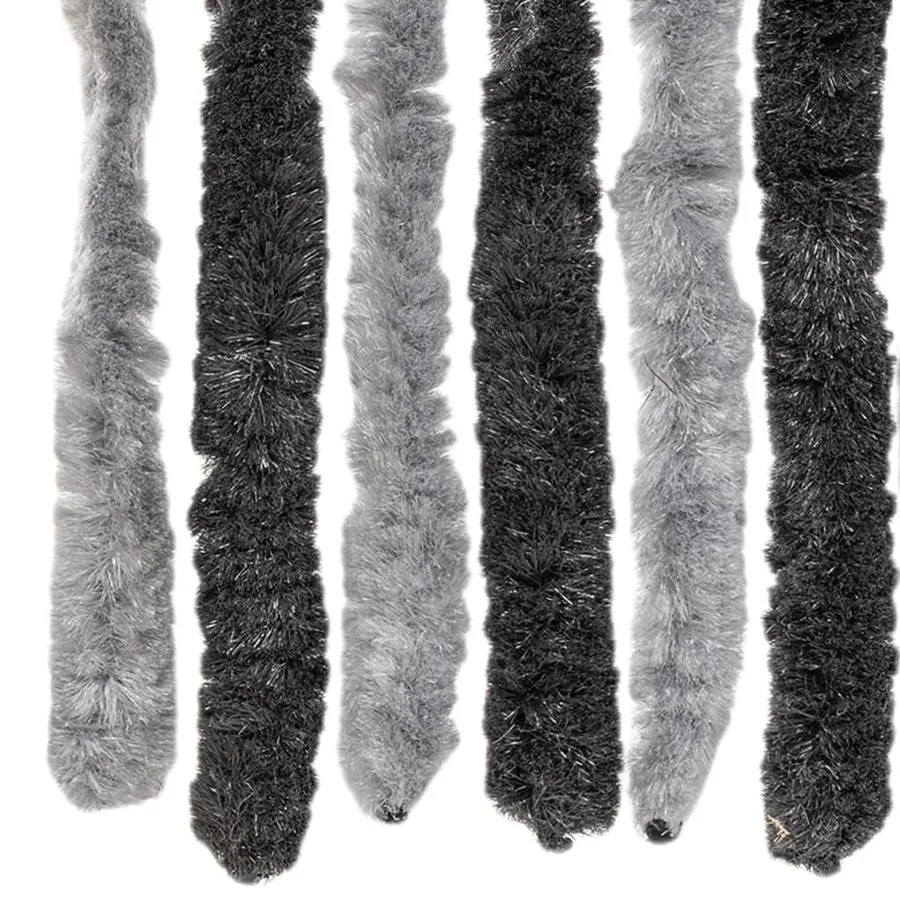 Rideau anti-mouches gris et noir 100x230 cm chenille - 5