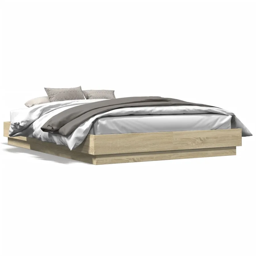 Cadre de lit avec LED sans matelas chêne sonoma 120x200 cm - 5
