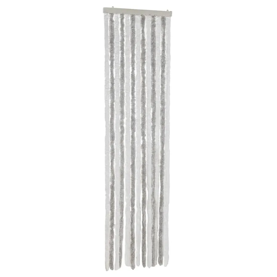 Rideau anti-mouches gris clair et blanc 56x200 cm chenille - 2